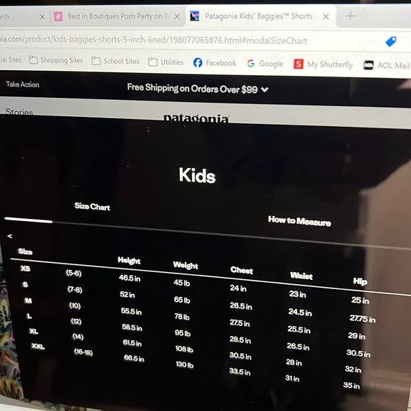 Patagonia kids Baggies shorts size XS 5-6 - Picture 9 of 9